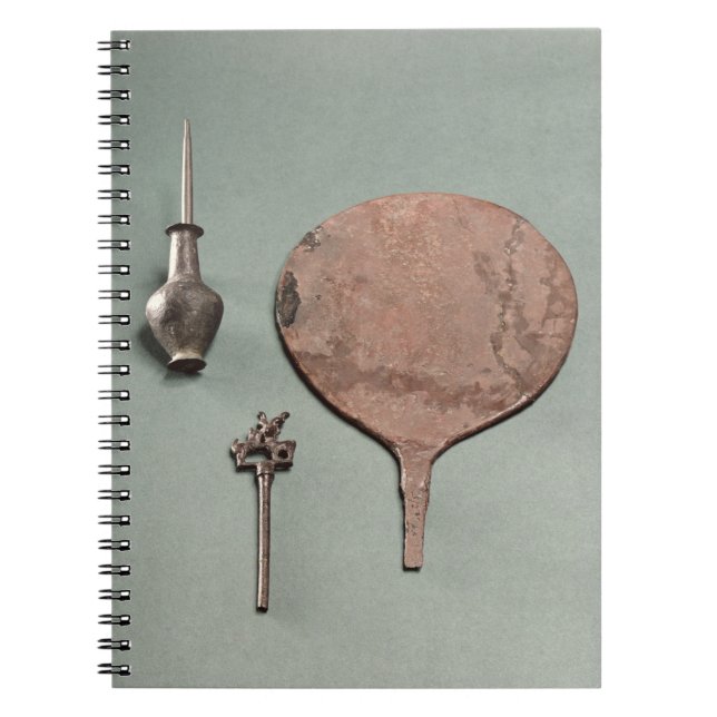 Copper hairpin, collyrium rod with pot and mirror, notebook (Front)