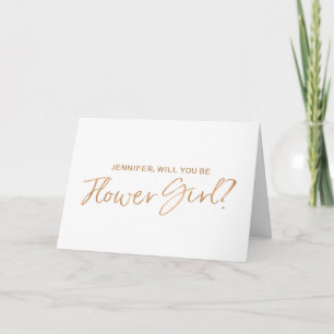 Copper Hand lettered Will you be my flower girl Invitation