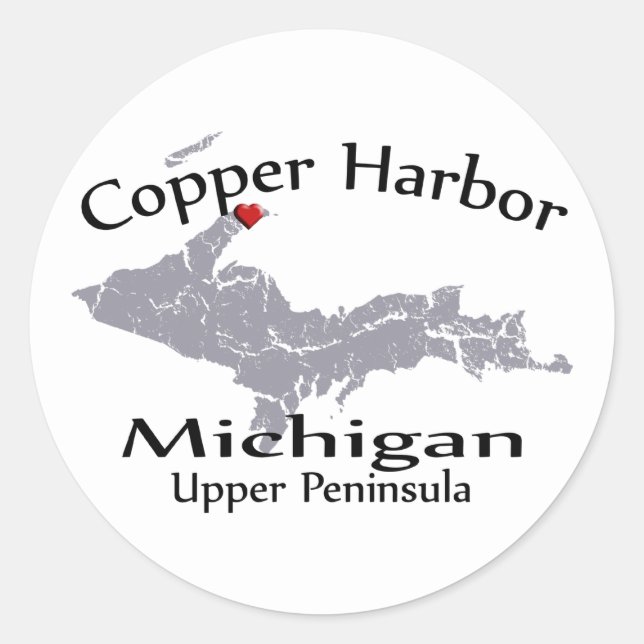 Copper Harbour Michigan Heart Heart Map  Sticker (Front)