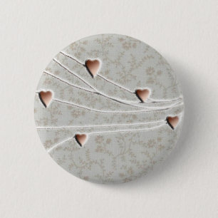 Copper hearts 6 cm round badge