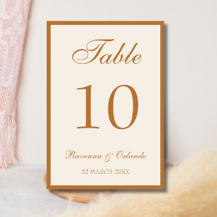 Copper Ivory Old Money Black Tie Wedding Table Number