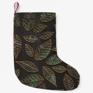 Copper leaves: black grunge texture. small christmas stocking