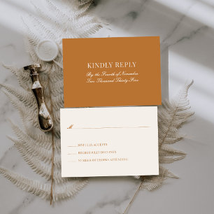 Copper Light Brown Old Money Wedding Mail In RSVP Enclosure Card
