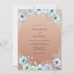Copper Lilac Anemone Wedding Invitation