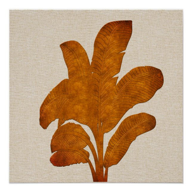Copper Linen Banana Plant Collage Canvas Print (Front)