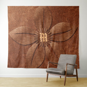 Copper Look Flower Monogram Tapestry