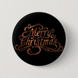 Copper-look Merry Christmas script design 6 Cm Round Badge