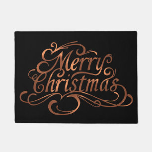 Copper-look Merry Christmas script design Doormat