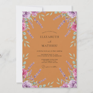 Copper Magenta Foliage Eucalyptus Wedding Invitation