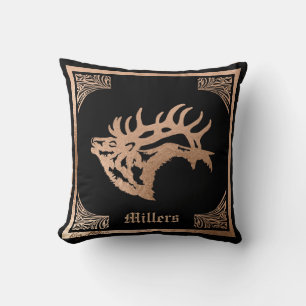 Copper Majestic Bull Elk Silhouette Cushion