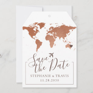 Copper Map Destination Luggage Tag Save the Date