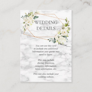 Copper Marble Geometric Floral Wedding Details Enclosure Card