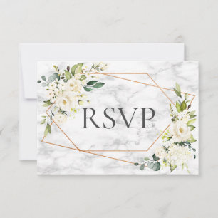 Copper Marble Geometric White Floral RSVP