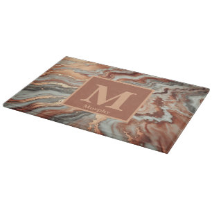 Copper Marble with White and Grey Veins Monogram Cutting Board