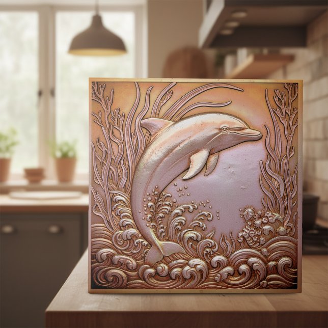 Copper Metallic Iridescent Dolphin D1223 Tile (Creator Uploaded)