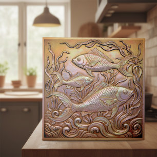 Copper Metallic Iridescent Fish D1223 Tile