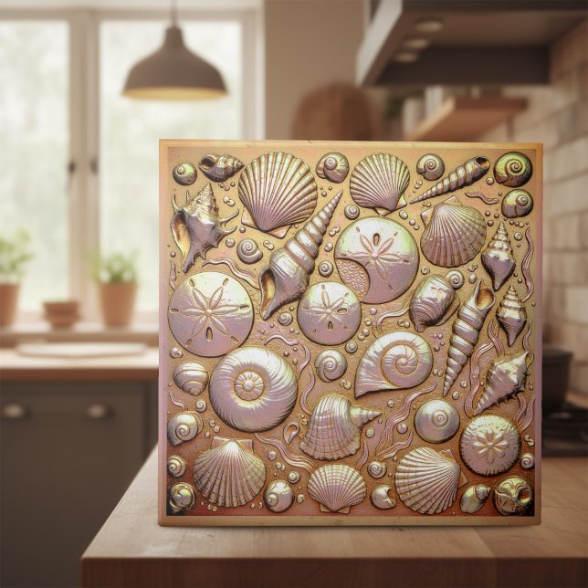 Copper Metallic Iridescent Seashells D1223 Tile (Creator Uploaded)