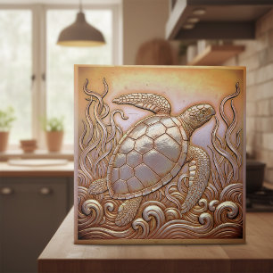 Copper Metallic Iridescent Turtle ID1223 Tile