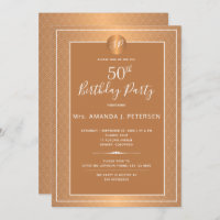 Copper Metallic Monogrammed Fifty Birthday Party