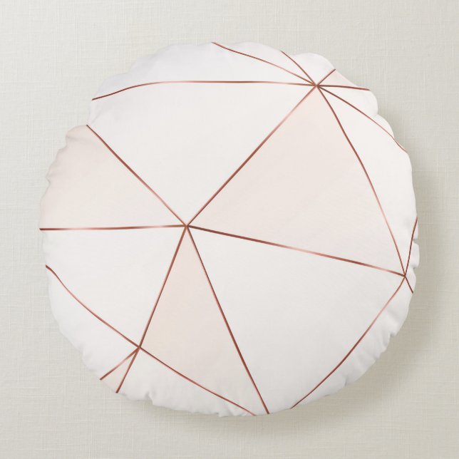 Copper metallic polygonal texture with bronze glit round cushion (Front)