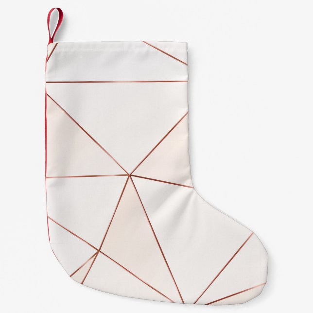 Copper metallic polygonal texture with bronze glit small christmas stocking (Front)