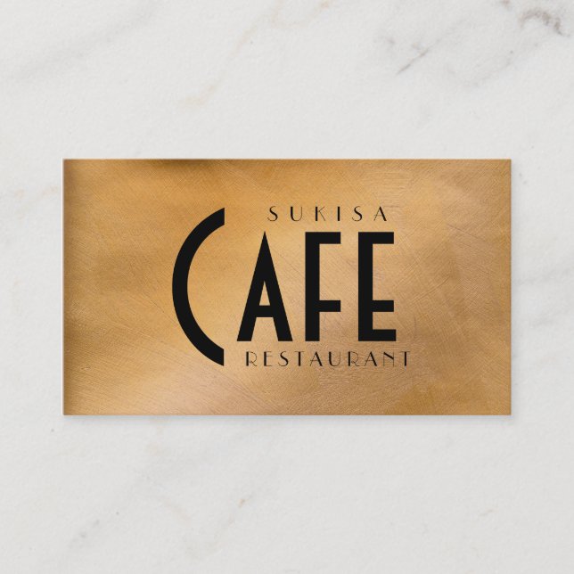 Copper Metallic Restaurant Business Card (Front)