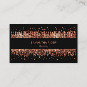 Copper Metallic Sequins on Black Modern Business Card