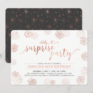 Copper Modern Surprise 50th Birthday Party Invitation