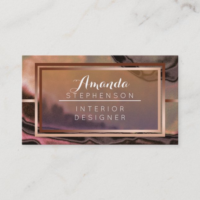 Copper Modern Watercolor Interior Design Business Business Card (Front)