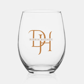 Copper Monogram Minimalist Wine 16 oz Glass
