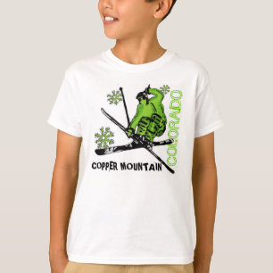 Copper Mountain Colorado green skier boys tee
