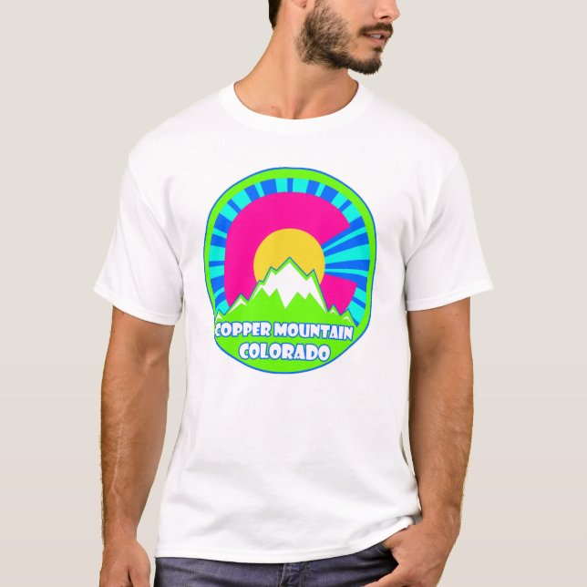 Copper Mountain Colorado neon mountains shirt (Front)