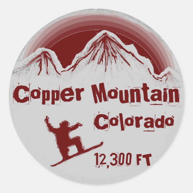 Copper Mountain Colorado red snowboard stickers (Front)