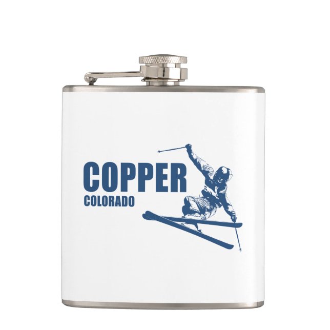 Copper Mountain Colorado Skier Hip Flask (Front)