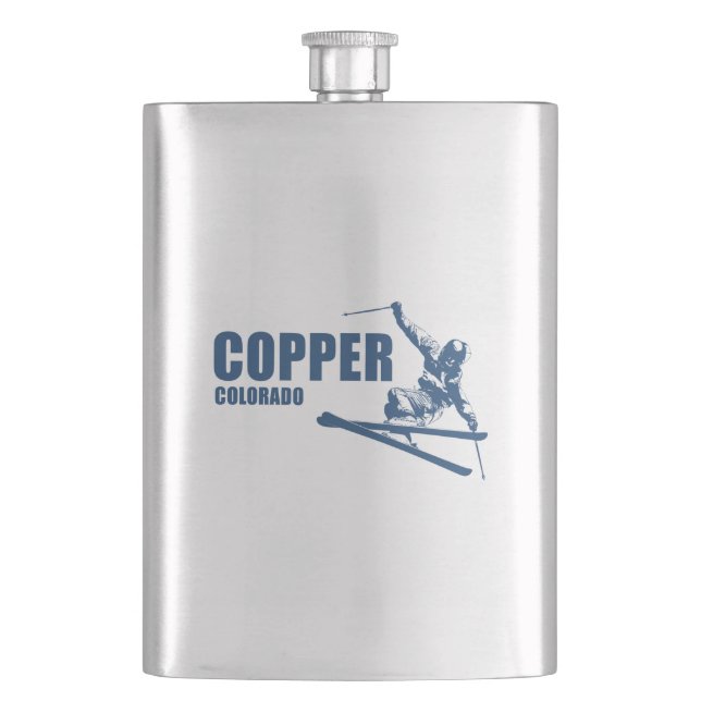Copper Mountain Colorado Skier Hip Flask (Front)
