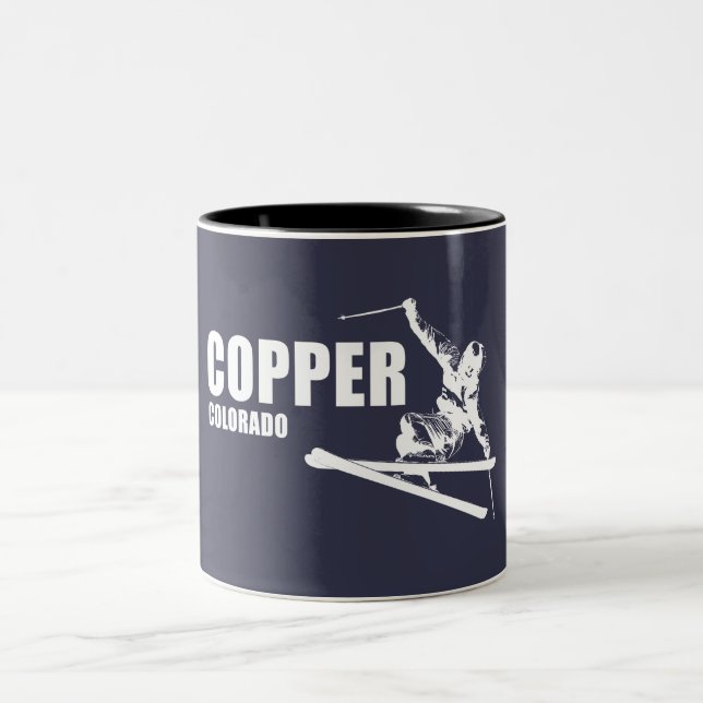 Copper Mountain Colorado Skier Two-Tone Coffee Mug (Center)
