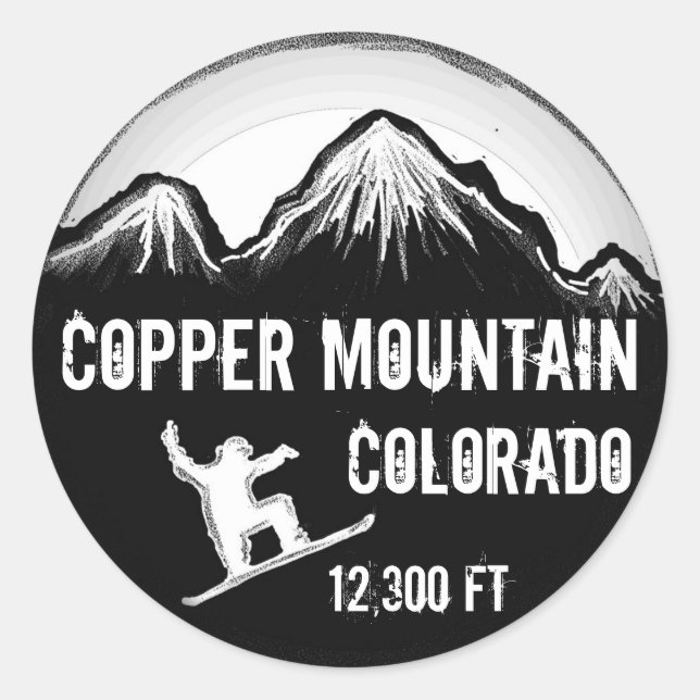 Copper Mountain Colorado white snowboard stickers (Front)