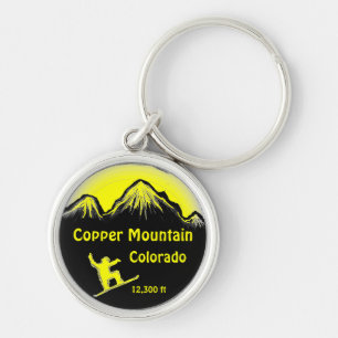 Copper Mountain Colorado yellow snowboard keychain