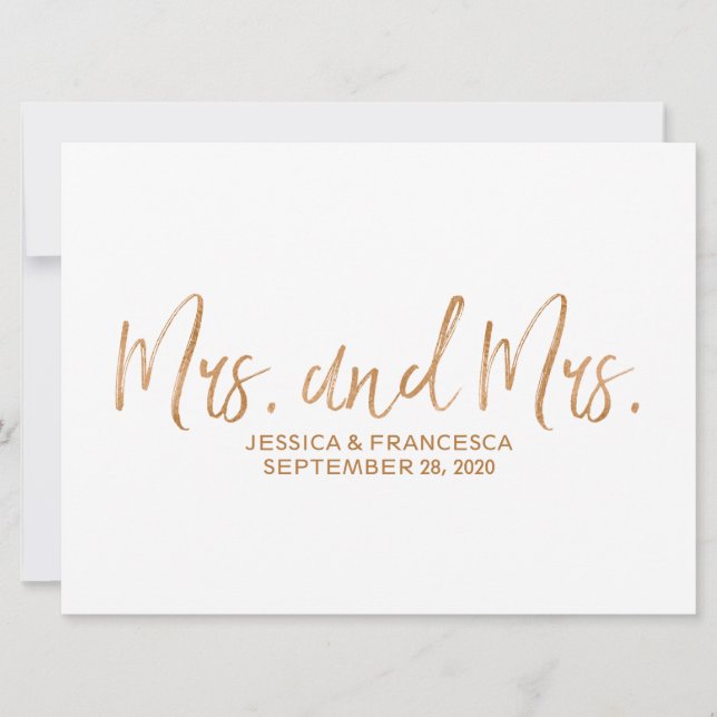 Copper "Mrs. and Mrs." Lesbian Wedding Sign (Front)
