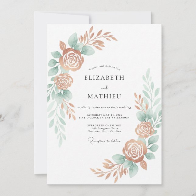 Copper Natural Bohemian Wedding Invitation (Front)