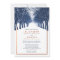 Copper Navy Winter Trees Avenue Wedding Invitation