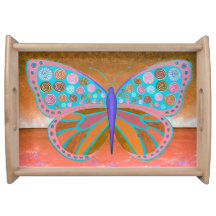 Copper Ocean Butterfly Serving Tray