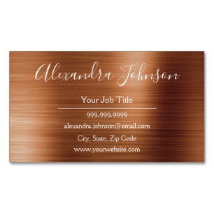 Copper Orange Foil Modern and Elegant Magnetic Business Card