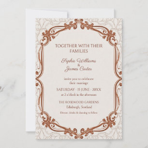 Copper Ornate Scroll Wedding Invitation