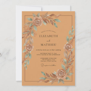 Copper Painted Foliage Wedding Invitation