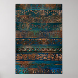 Copper Patina and Turquoise Grecian Metallic Poster