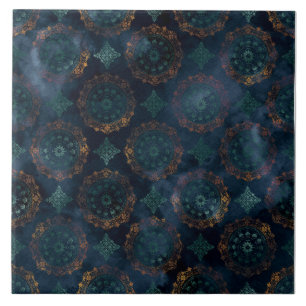 Copper Patina Damask Watercolor Pattern Tile