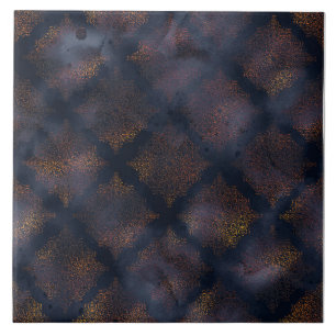 Copper Patina Damask Watercolor Pattern  Tile
