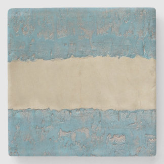 copper patina gold stripe modern abstract painting stone coaster