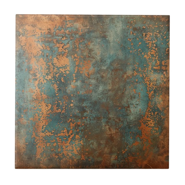 Copper Patina Metallic Rustic  Tile (Front)